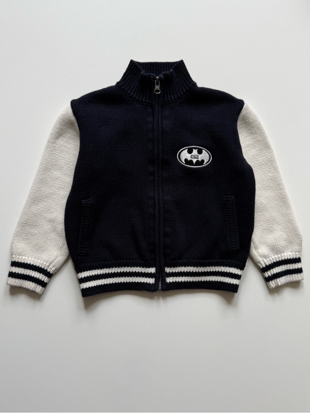 Kith x Batman Kids Wyona Varsity Sweater, Black & White - Size 4T